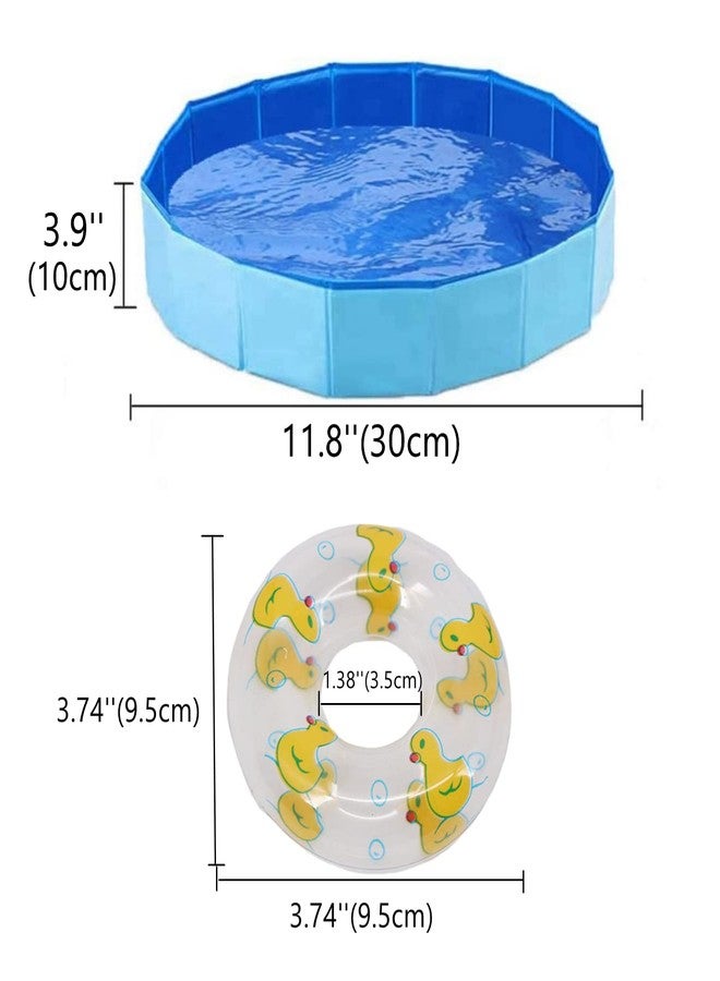 WCDJOMOP Bearded Dragon Swimming Pool with Inflatable Float Set - Foldable Collapsible Bathing Cooling Pool Bath Tub Reptile Collar Ring for Lizard Amphibians Grooming Health Supplies (30x10cm(11.8''x3.9'')) - Image 2